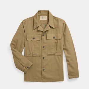 RRL Ralph Lauren Khaki Dobby Cotton Expedition Graphic Overshirt New Size Medium